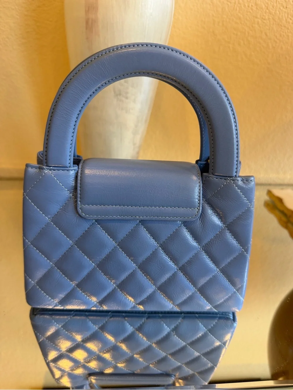 Chanel Blue Quilted Top-Handle Mini Bag 25c calfskin Kelly ghw